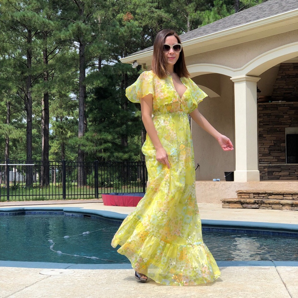 1970s 2 PIECE LIME MAXI DRESS